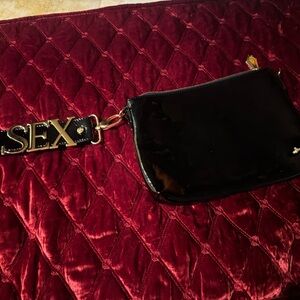 Vivienne Westwood Black Clutch with Gold Lettering